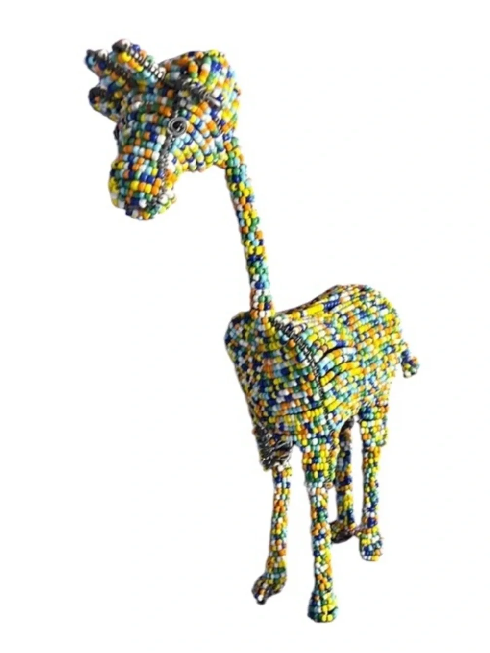 Handmade Beaded Giraffe Figurine - Multicolor